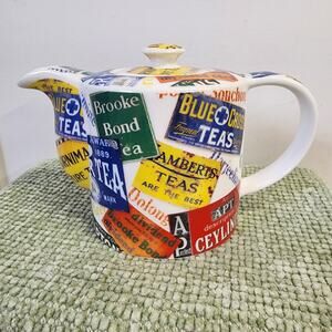 Paul Cardew World Tea Teapot 18 oz 2 Cup Ceramic Whimsical Collage